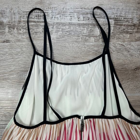 Alice + Olivia Pleated Silk Chiffon Maxi Dress Pastel Stripe Size Small - Picture 7 of 9